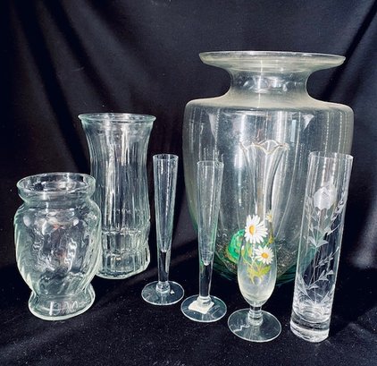 Grouping Of Clear Vases