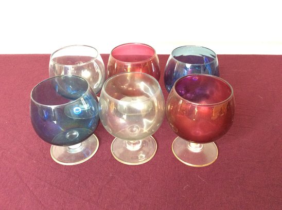 RED WHITE AND CLEAR BRANDY GLASSES