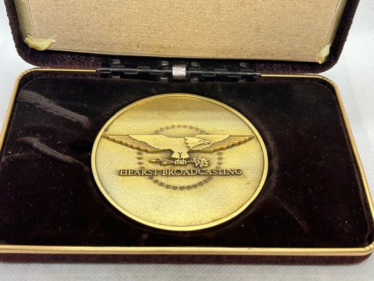 Vintage HEARST BROADCASTING Brass Medal In Case