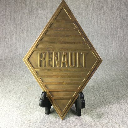 Very Nice Solid Brass / Bronze RENAULT Truck Plaque - Very Heavy - Very Well Made - Very Large Over 8' High