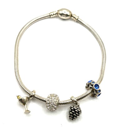 Beautiful Sterling Silver Chamilia Designer 4 Charms Bracelet