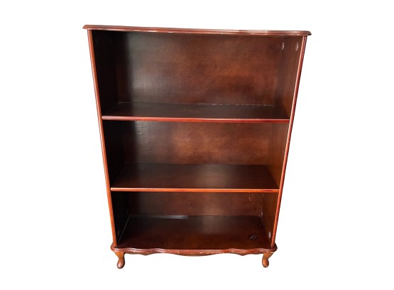 Dark Wood Two Shelf Bookcase With Scalloped Lower Edge
