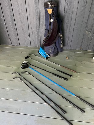 PING Golf Bag  With 7 Assorted Clubs And A Club Cover