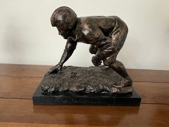 Football Lovers Bronze Look Cast Figure Of Lineman On Stone Base By MVP Stone Art