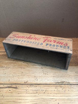 Vintage SUNSHINE FARMS SHARP CHEESE FOOD 5# Wooden Cheese Box