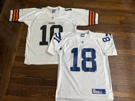 Two  NFL Branded Football Jerseys-NY Giants Manning And Cleveland Browns Quinn