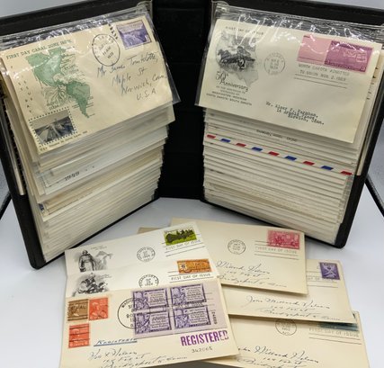 Large Assortment Of First Day Issues On Envelopes With Postmarks ~ Binder In Sleeve ~1930s - 1960s