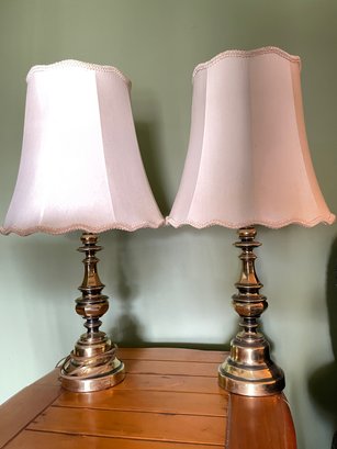 Pair Of Brass Table Lamps. 29' Tall