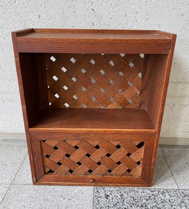 Wood Wall Mount Cabinet W/ Flap Door And Lattice Detail