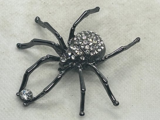 Rhinestone Spider Brooch
