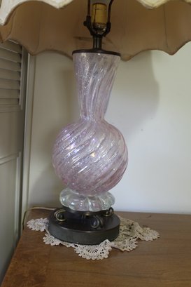 Pair Of Pink Glass Lamps