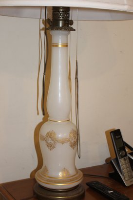 Pair Of White Glass Lamps