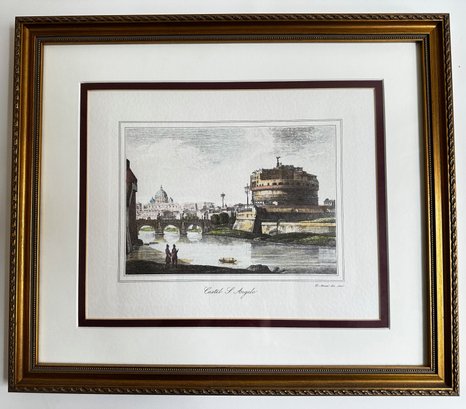 Achille Parboni (1783-1841 Italy) Vintage Etching 'Castel S. Angelo' , Unsigned