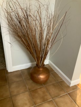 Copper Pot With Decorative Reeds