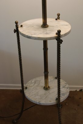 Marble And Brass 2 Level Table / Floor Lamp 58 In Tall