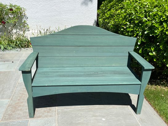 Green Painted Wooden Patio Garden Bench