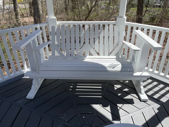 Painted Wooden Outdoor Glider / Rocking Bench.