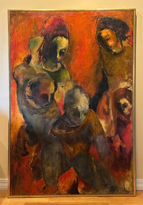 Abstract Expressionism Painting. Oil On Canvas Signed Fernandez 1962.