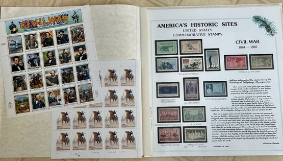 Civil War Commemorative US Postal Stamps Lot