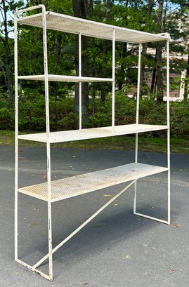 A Vintage Mid Century Modern Wrought Iron And Mesh Etagere - Classic Lines!