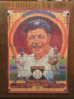 1981 Donruss Babe Ruth Hall Of Fame Diamond King Puzzle Framed In Plaque - M
