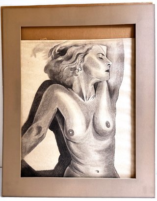 Original Charcoal Drawing Of Nude Woman, Signed, Purchased In Paris 1977