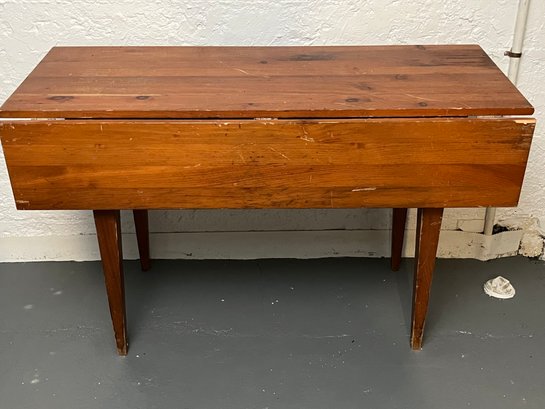 Drop Leaf Wood Table With Tapered Legs - Needs Some TLC