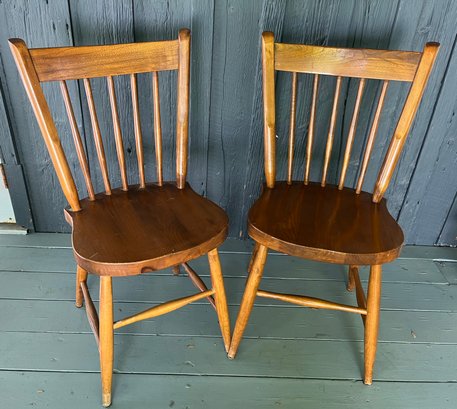 Two Primitive Look Wooden Side Chairs - Perfect For A Kitchen Table