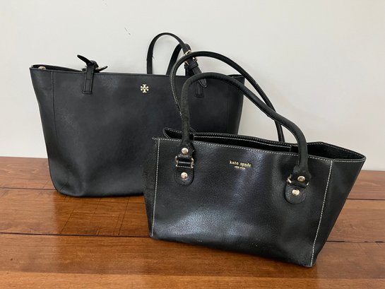 Two Black Designer Hand Bags - Tory Burch And Kate Spade