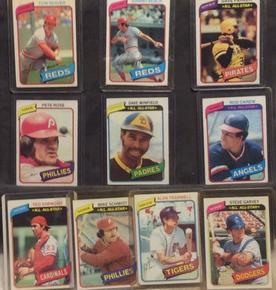 (10) 1980 Topps Baseball Cards With Hall Of Famers - M