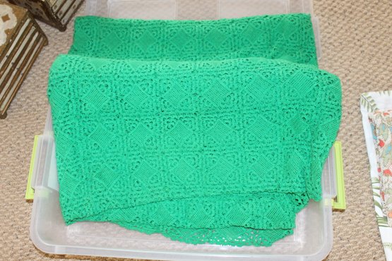 Green King Size Crochet Bedspread