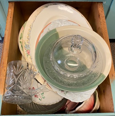 Drawer Of Serving Plates, Platters And More