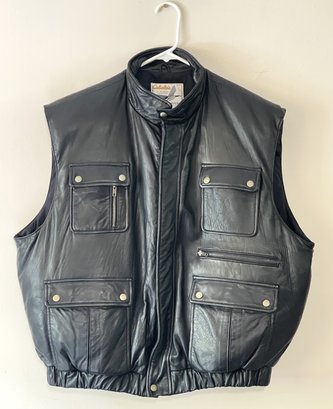 Men's Cabela's Goose Down Filled Leather Full Zip Vest- Size XL