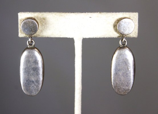 Fine Pair Of Vintage Sterling Silver Mexican Pierced Earrings 1980s