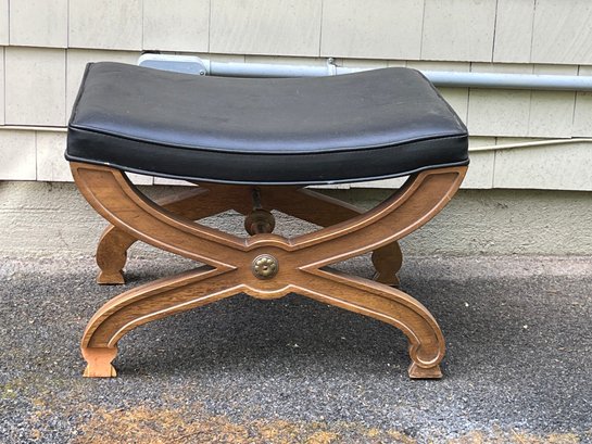 Drexel X Base Fruitwood Bench With Leather Look Seat