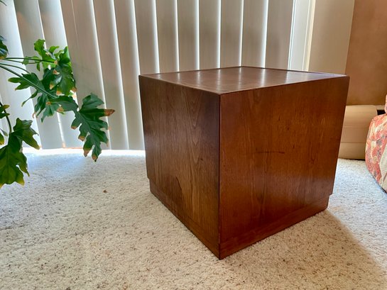 Mid Century Wooden Side Table Cube .
