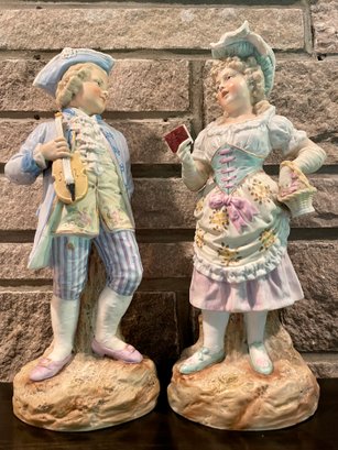 Pair Of Antique 15' Tall Victorian Figurines