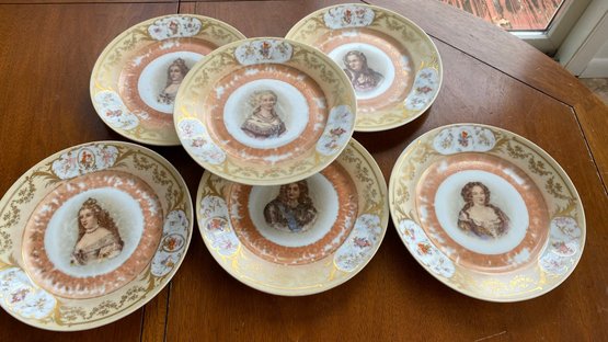 Group Of Six Antiques Victoria Karlsbad Porcelain Dinner Plates 8.5'