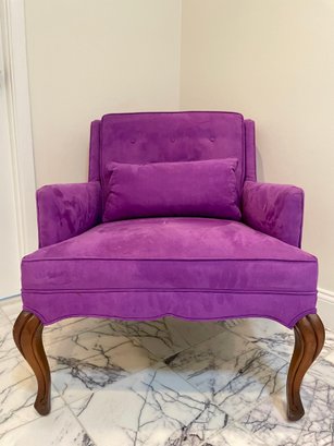 Stunning Upholstered Vintage Arm Chair In A Lavish Purple Velvet.