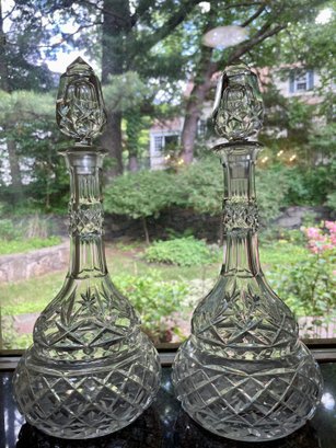 Pair Of Matching Crystal Decanters.16' Tall