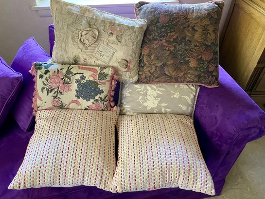 Collection Of Six Throw Pillows.