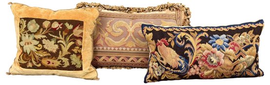 Collection Of Three Tapestry And Needlepoint Throw Pillows