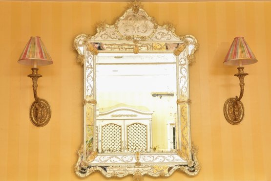 Gorgeous Handmade Venetian Murano Glass Mirror With Beveled Edge