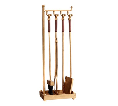 A Pottery Barn Industrial 5-Piece Fireplace Tool Set