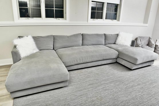 West Elm Haven Performance Washed Canvas Sectional Sofa In Washed Gray