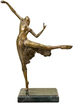 Signed Bronze Numbered 13/30 Ballerina Sculpture On Marble Base Titled 'Cynthia'