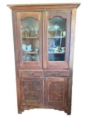 Antique 1800' Carved China Cabinet.