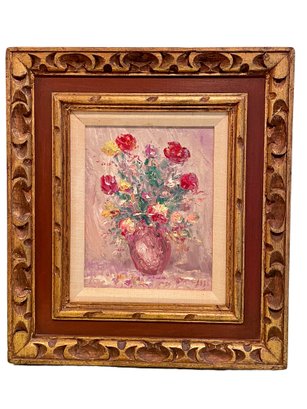 Vintage Oil On Board Still Life Painting , Signed Ross.