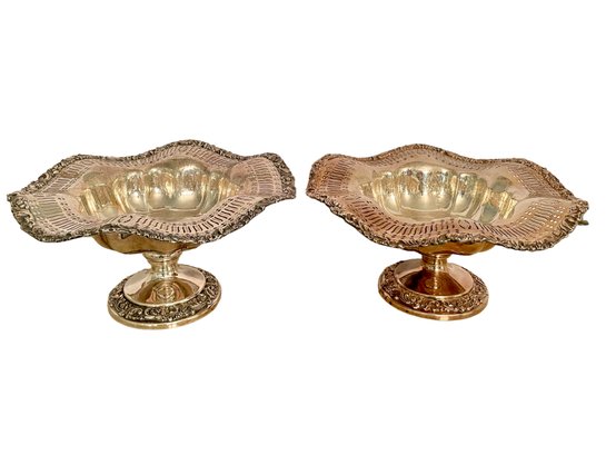 Pair Of International Silver , Silver Plates Fruit Baskets -centerpieces.