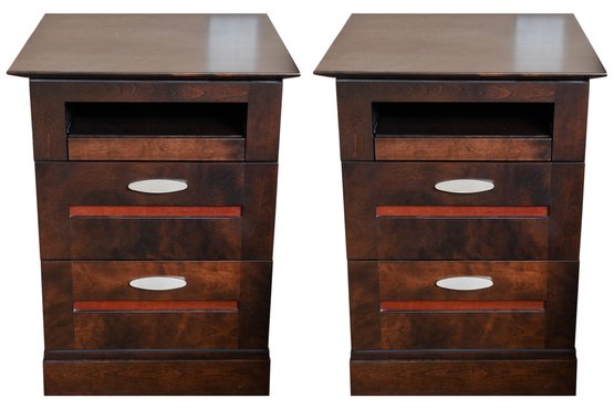 Pair Of Two Drawer Night Tables With Pull Out Trays